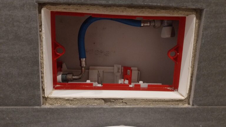 Concealed in-wall cistern installed